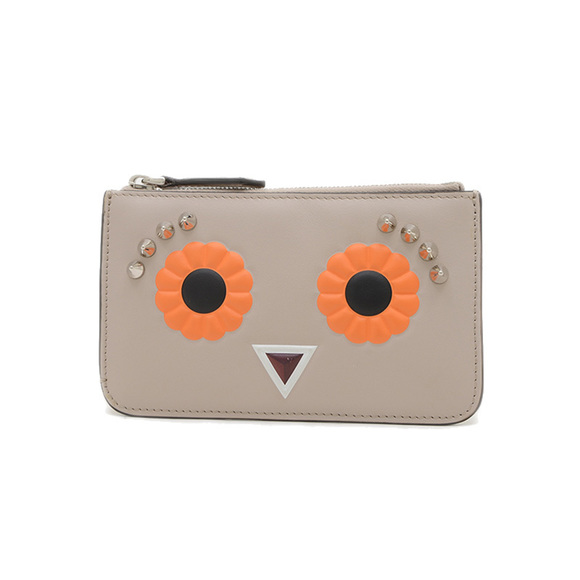 Fendi Wallet/Coin Case Leather Greige 8AP151 - Picture 1 of 8